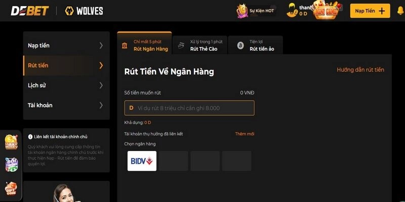 Quy định về giao dịch rút tiền DEBET chặt chẽ 