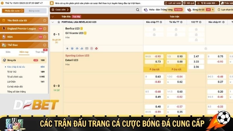 Các trận đấu trang cá cược bóng đá cung cấp